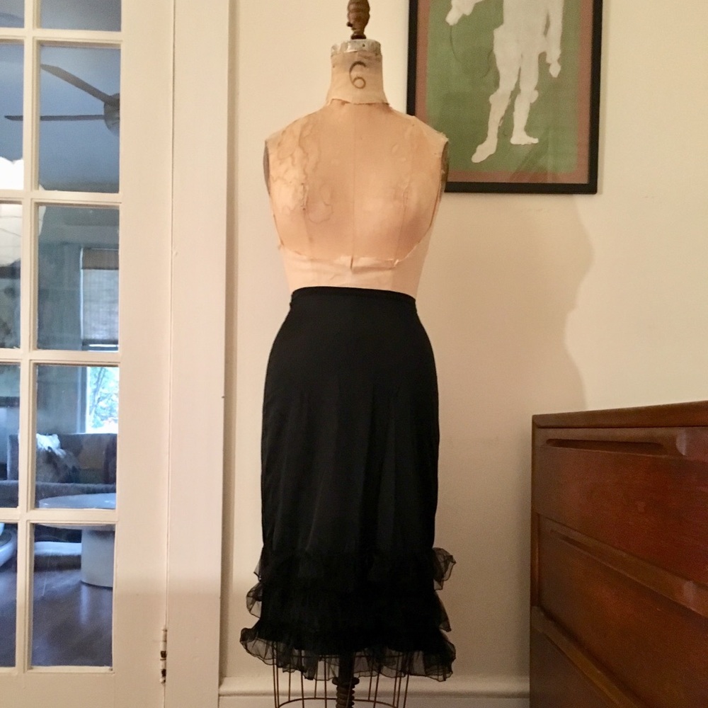 COPY - Ruffled Half Slip 1950s/1960s Black Nylon